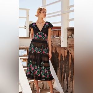 tadashi shoji hazel pleated tulle floral dress size 6